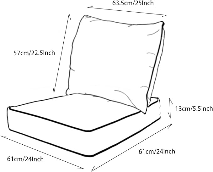 Goodgoods 24x24 inch Outdoor/Indoor Deep Seat Patio Cushions Set of 2 Resilient Foam Filling Water Repellent Stain-Resistant UV Resistant Weather Resistant Deep Seat Bottom Light Blue