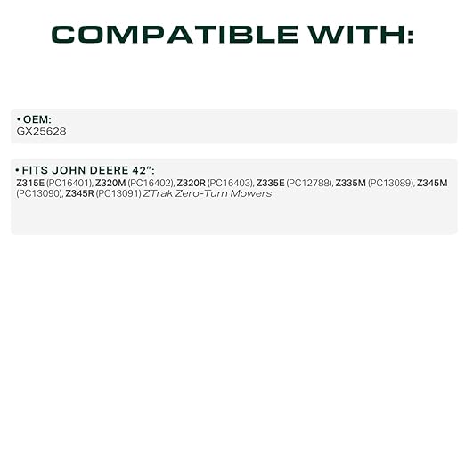 UDC Parts GX25628 Deck Belt Replacement for John Deere 42 Inch Z335E Z345M Z345R Z315E Z335M Z320M Z320R ZTrak Zero-Turn Mowers/Aramid Cord / 118.626 inches