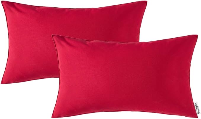 MIULEE Pack of 2 Decorative Outdoor Waterproof Pillow Covers Rectangular Garden Cushion Sham Christmas Throw Pillowcase Summer Shell for Spring Patio Tent Couch 12x20 Inch Red
