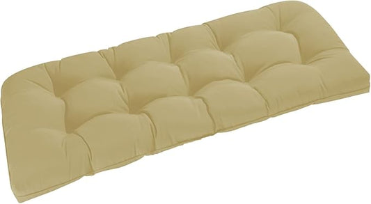 downluxe Outdoor Bench Cushion for Patio Furniture, Water Resistant Tufted Overstuffed Porch Swing Cushions, Thick Outdoor Loveseat Cushions, 44" X 19" X 5", Khaki, Set of 1
