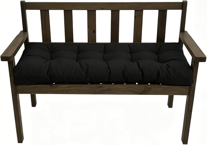 Outdoor Bench Cushions 40x20in Waterproof Porch Swing Cushions with Ties Thicken Patio Bench Pad for Indoor Outdoor Furniture Black