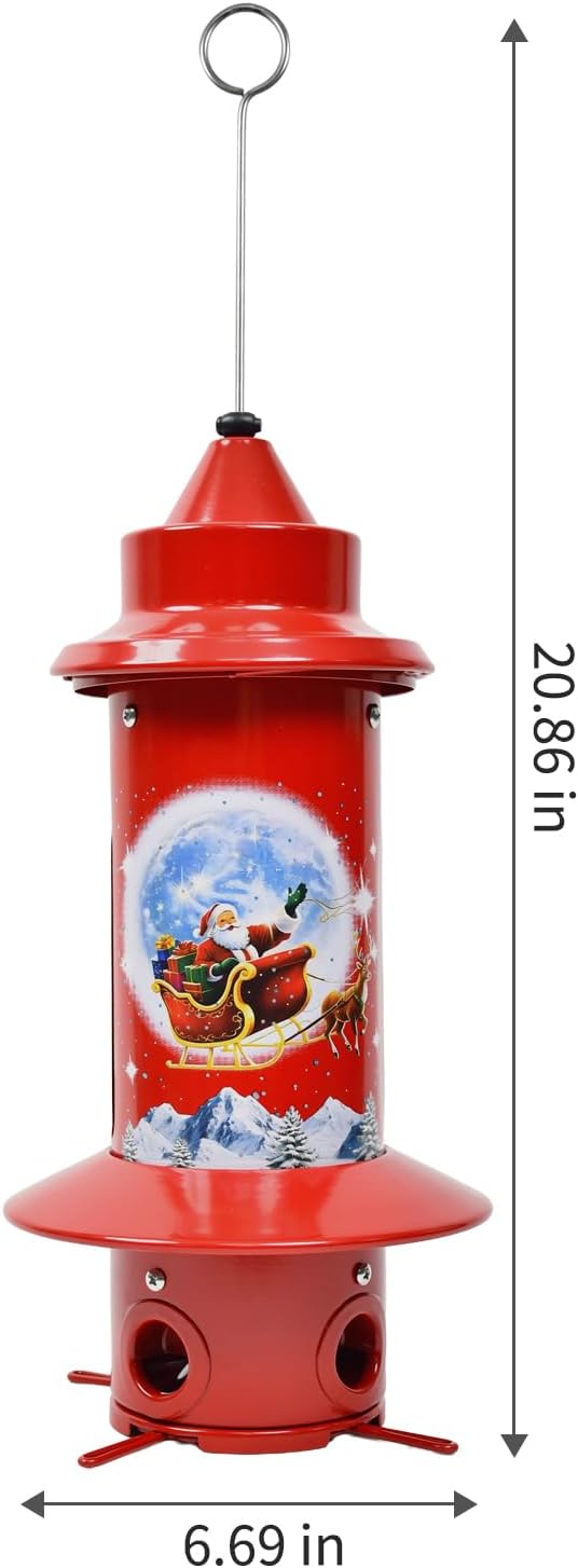 Squirrel Proof Bird Feeders, Long Lasting Bird Feeder for Outdoors, Reliable and Rust Resistant Metal Station for Prevents Squirrels from Stealing Food,5LB Large Capacity,Red