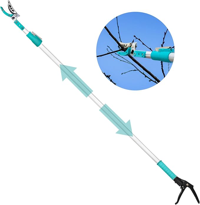 Altdorff Tree Pruner Extendable, Tree Trimmers Long Handle Pruner, Extra Length to 10ft, Telescopic Pole Pruner with Rotate Head, Smooth Clean Cut, Ideal For Removing High Branches and Fruit Picking