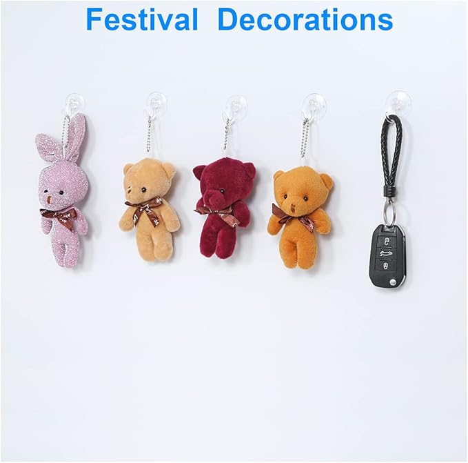 12 Pieces Large Suction Cups with Hooks 2 inch Clear Plastic Sucker Hooks for Glass Window Wall Festivals Parties Theme Carnival Decoration Door Bathroom Kitchen