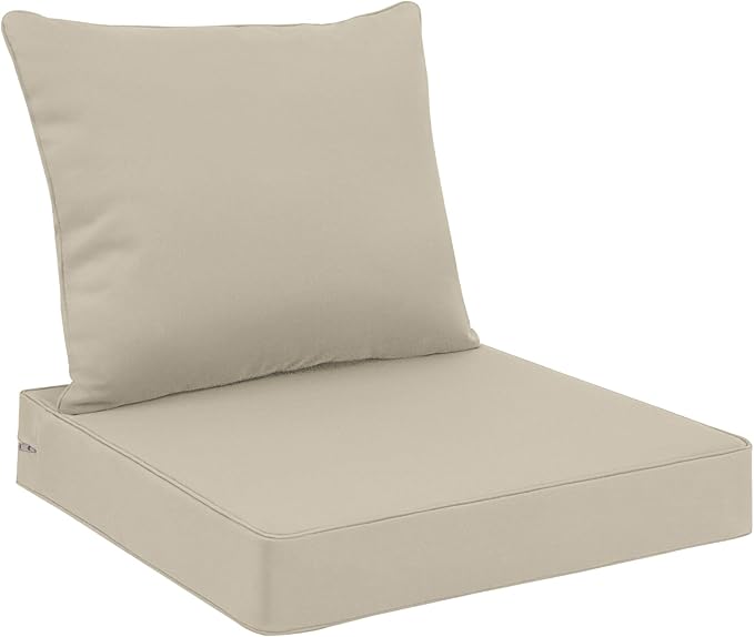 Favoyard Outdoor Seat Cushion Set 22 x 22 Inch Waterproof & Fade Resistant Patio Furniture Cushions with Removable Cover Deep Seat & Back Cushion with Tie Straps for Chair Sofa Couch