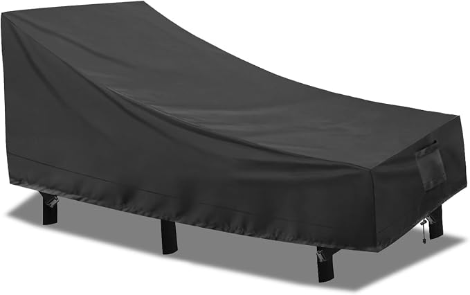 PureFit Outdoor Chaise Lounge Cover, Lounge Chair Covers Waterproof Patio Furniture Lounge Chair Cover, UV Resistant & Weatherproof, 1 Pack, 84"L x 32"W x 32"H Inches, Black