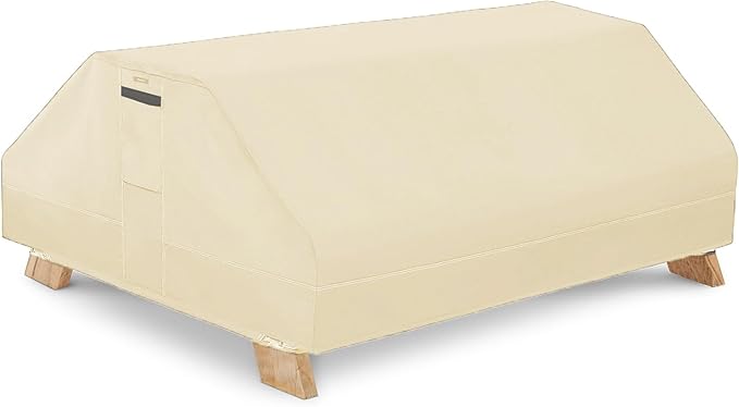 Picnic Table Cover Waterproof 70/72 Inch 600D Oxford Outdoor Table Cover with Bench Covers for Winter DustProof Heavy Duty (Beige, 6FT-70/72inch)