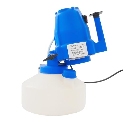 Electric ULV Fogger Sprayer 4L, Portable Fogger Sprayer Machine 1200W 110V with 3 Spray Nozzles, -45°~ 45° Adjustable Angle Handheld Spraying Tool for Home, Hotel, School, Lawn, Yard, Garden