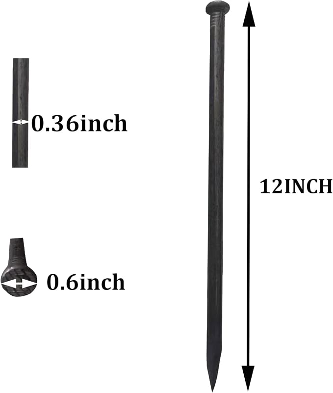 Metal Landscape Stakes,12Inch 50Pcs Landscape Edging Anchoring Spikes for Tent Spikes,Paver Edging,Artificial Turf Stakes,Tent and More (50)
