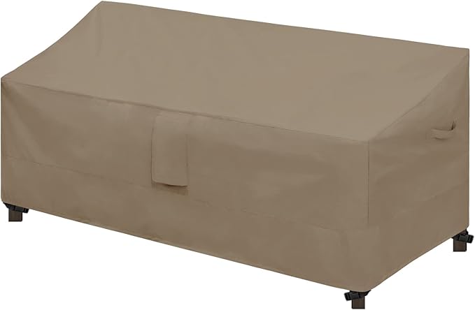 Easy-Going Waterproof Patio Sofa Cover UV Resistant 3 Seater Outdoor Sofa Cover Weatherproof Lawn Patio Furniture Cover with Tape Sealed Seam (88Wx32.5Dx33H inch, Camel)