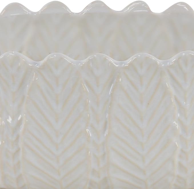 Deco 79 Ceramic Indoor Outdoor Planter Small Planter Pot, Set of 3 Planters 10", 12", 16"W, White