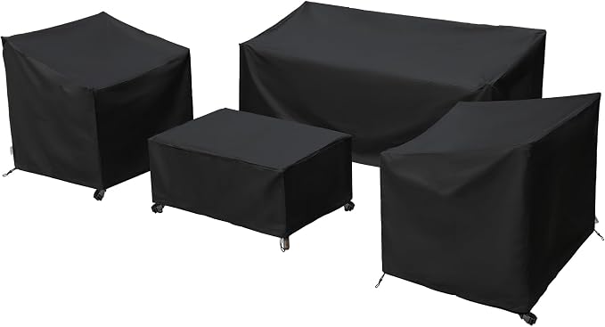 Patio Furniture Covers,Outdoor Furniture Cover Waterproof,Patio Furniture Set Covers for 4 Piece Outdoor Conversation Set,Patio Covers Set X-Large (Black)