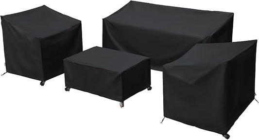 Patio Furniture Covers,Outdoor Furniture Cover Waterproof,Patio Furniture Set Covers for 4 Piece Outdoor Conversation Set,Patio Covers Set X-Large (Black)