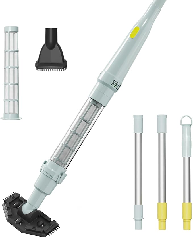 Lydsto S1 Lite Cordless Spa Hot Tub Vacuum Cleaner – 90-Min Runtime, Powerful 20W Brushless Motor, Includes 3 Aluminum Poles, Lightweight Handheld Pool Vacuum to Clean Small Debris Types, Silver