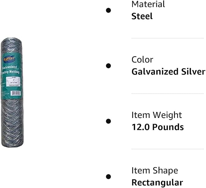 Galvanized Hexagonal Poultry Netting Chicken Wire 24" x150' x 2" Mesh 20GA
