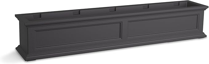 Mayne Fairfield 5ft Window Box, Self Watering Flower Box with Double Wall Design, All Season Fade Resistant Outdoor Window Planter with Steel Mounting Bracket, Graphite Grey