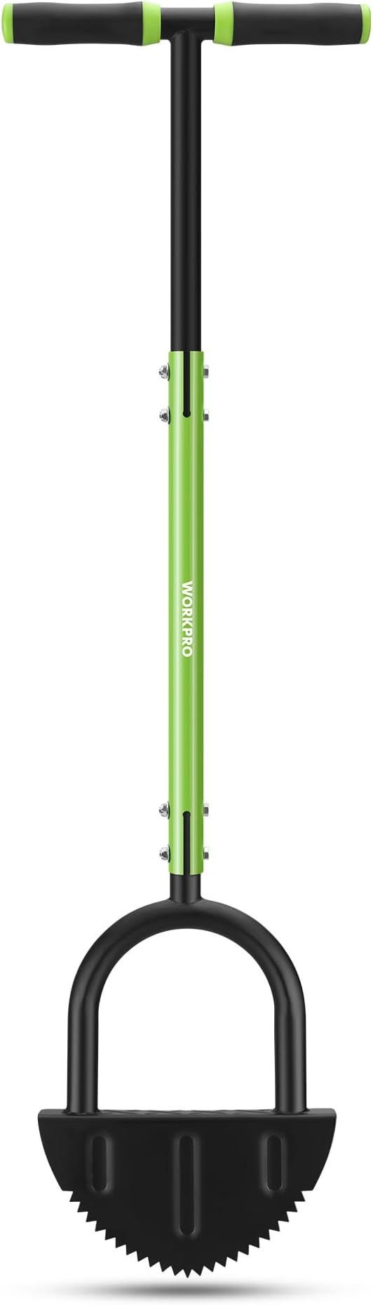 WORKPRO 40-Inch Edger Lawn Tool, Heavy Duty Lawn Edger, Half Moon Steel Saw-Tooth Blade with Wide Footplate & Ergonomic T-Grip Handle, Manual Border Grass Edger for Lawn, Sidewalk & Garden Landscaping