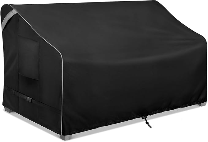 COSFLY Outdoor Patio Sofa Covers Waterproof, Heavy-Duty UV-Resistant Furniture Covers, Adjustable Fit with Buckle Straps, Fits 3-Seater Sofa up to 85"W x 37"D x 35"H ( Black)