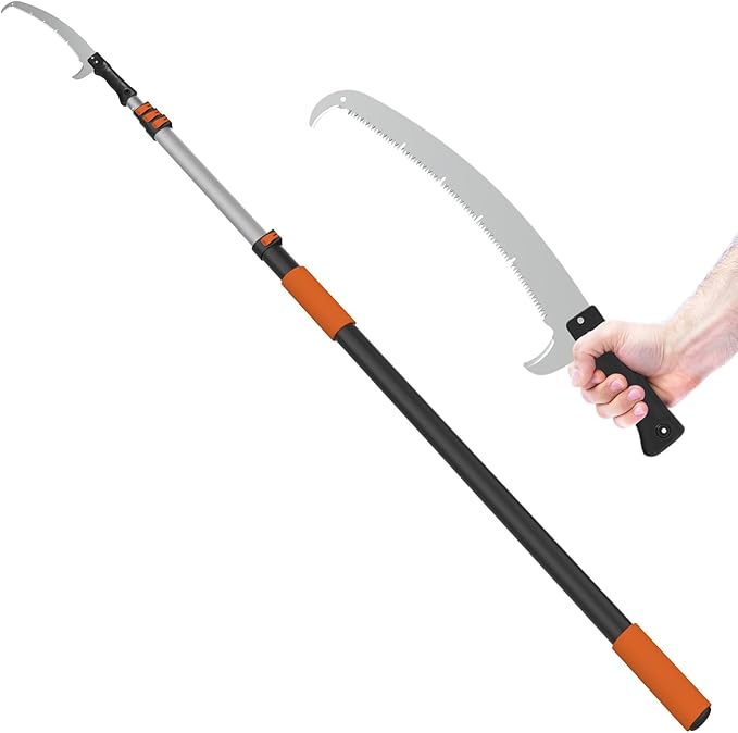 LAANPOLE 20FT Pole Saw, Telescoping Tree Trimmer with 3-12FT Extension Pole, Manual Branches Pruner for Backyard