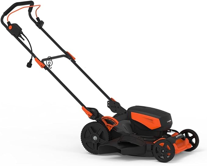 Yard Force 19-inch Electric Lawn Mower YF1518-3N1, 19-inch Metal Decking, 1-3 inch 7 Positions Central Cutting Height, 12" Rear Wheel, 14 Gal Grass Bag