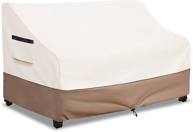 Outdoor Couch Cover Waterproof Heavy Duty Patio Furniture Covers, 58W x 32.5D x 31H Inches 2 Seater Outdoor Sofa Cover (Beige)