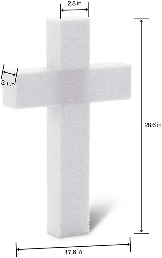 FloraCraft CraftFōM Unassembled Cross 2.1 Inch x 17.6 Inch x 28.6 Inch with 2.8 Inch Face White