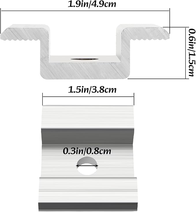 YOUEON 48 Pcs Solar Panel Mid Clamps for 35-50mm Solar Planels, 1.06 Inch Aluminum Solar Panel Bracket for Solar Panels, PV Mounting Accessories