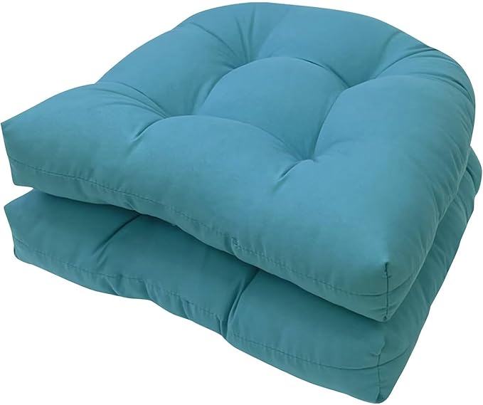 Set of 2 Teal Outdoor Indoor Rocking Chair Cushion Patio Seat Cushion Tufted Chair Pads for Porch Wicker Garden Rocking Chair Use 19X19in