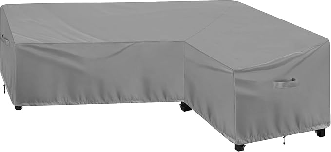 OutdoorLines Waterproof Outdoor Patio Sectional Cover - UV Resistant & Windproof L-Shaped Patio Furniture Covers for Deck, Lawn and Backyard, 420D Heavy Duty Couch Cover, Right Facing, 104"x83", Grey