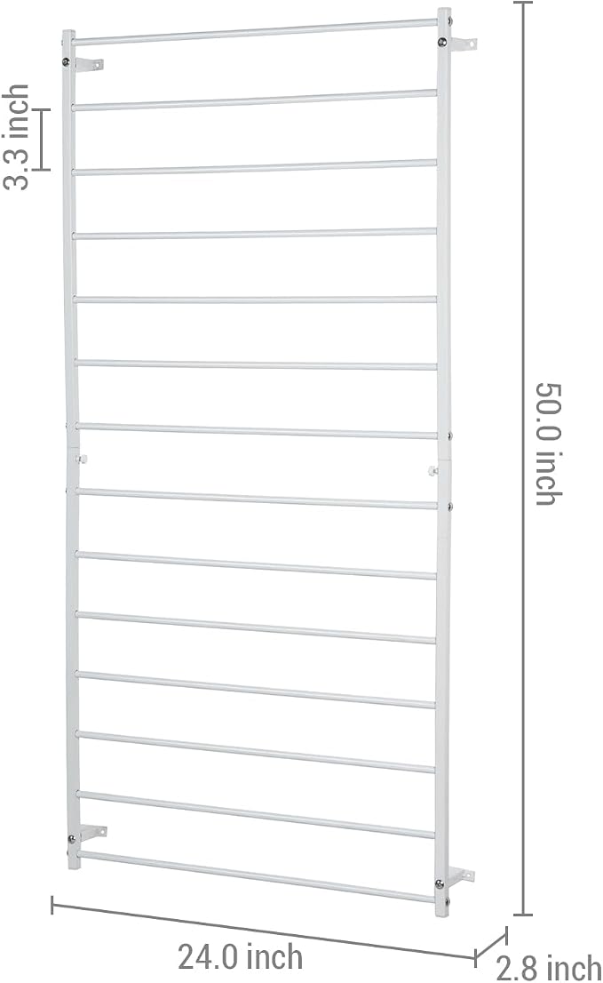 MyGift 4 Foot Tall Modern White Metal Wall Mounted Horizontal Bars Trellis, Outdoor Hanging Support Frame for Climbing Garden Plants and Crawling Vines