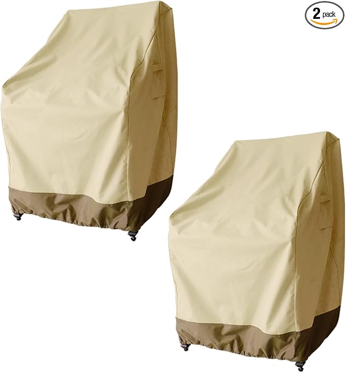 Rutile Waterproof Patio Chair Cover for Outdoor Furniture Fits up to 29W x 30D x 37.5H inches, Heavy Duty 600D Oxford Fabric Rocking Swivel Chair Covers, 2 Pack