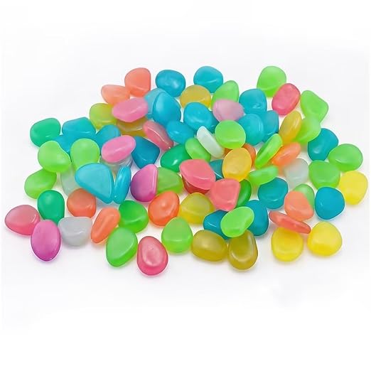 1000Pcs Glow in The Dark Stones Outdoor, Mixed Colors for Landscaping | Mixed Color,Glow in The Dark for Garden & Fish Tank,Non-Toxic Resin,Rechargeable by Sunlight