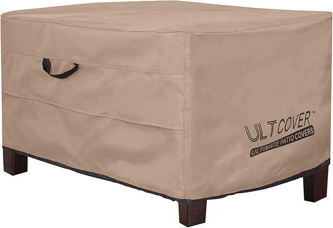 ULTCOVER Waterproof Patio Ottoman Cover Rectangular Outdoor Side Table Furniture Covers Size 40L x 30W x 20H inch