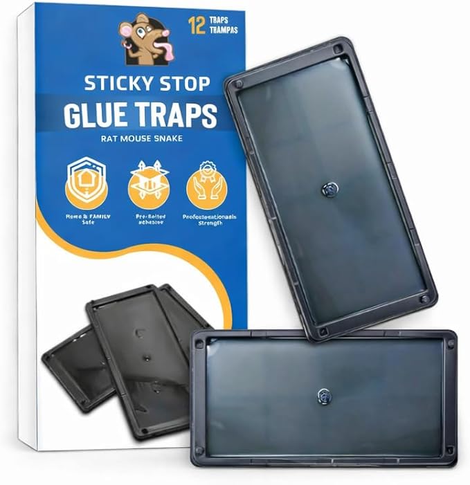 Glue Traps Indoor for Home, 12 Pack, Bulk Glue Traps for Rats, Mice, Snakes and Lizards, Non-Toxic, Adhesive Plastic Trays, Insect, & Spider, Pet Safe Pest Control