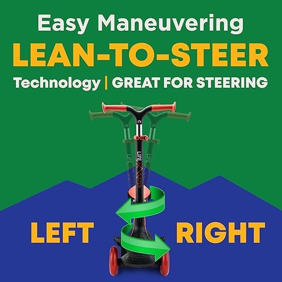 3 Wheel Scooter for Kids with Foldable Seat, Adjustable Handlebar Height, Lean-to-Steer Ride On Toy for Kids Ages 2+, Light-Up LED Wheels, Wide Anti Slip Deck, Indoor & Outdoor Use