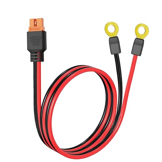 GRZWAYS XT60i to O Ring Terminal Cable, More Than 16A, 5FT 10AWG Extension Cable XT60i Female to O Ring Connector XT60i-f Compatible with Lipo Batterie (1.5M/5FT)