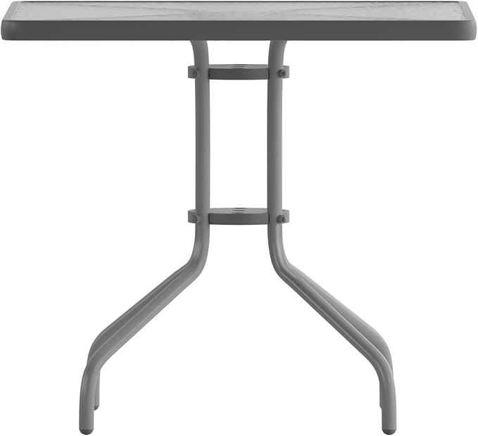 Flash Furniture Barker 31.5'' Square Tempered Glass Metal Table, Silver