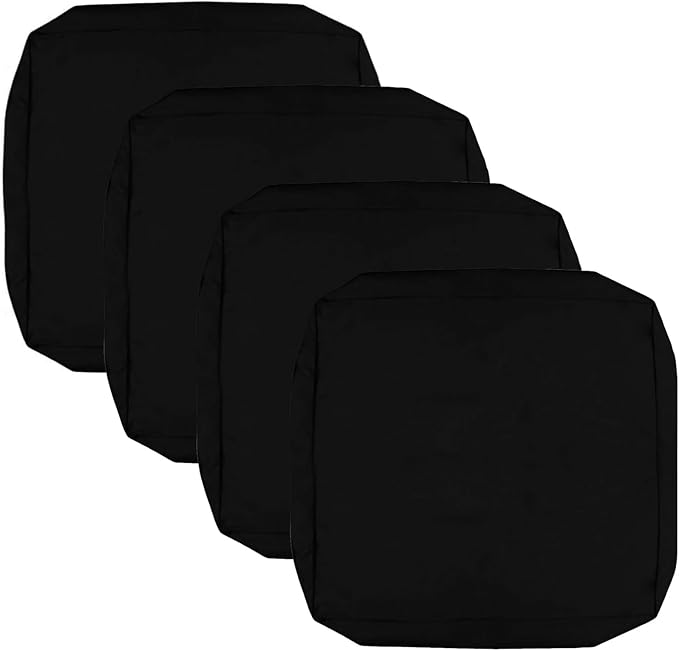 FLYMEI Patio Cushion Covers 24x24x4 Waterproof Outdoor Cushion Cover Replacement 4Packs Outdoor Seat Cushion Slipcover for Rattan Chair Sofa, Black