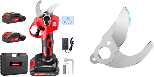 Electric Pruning Shears Cordless – Brushless Motor, LCD Display, 1.4" Cutting Diameter, 2 x 2000mAh Batteries, 1 Replacement Blade – Ideal Gift for Gardeners & Outdoor Enthusiasts