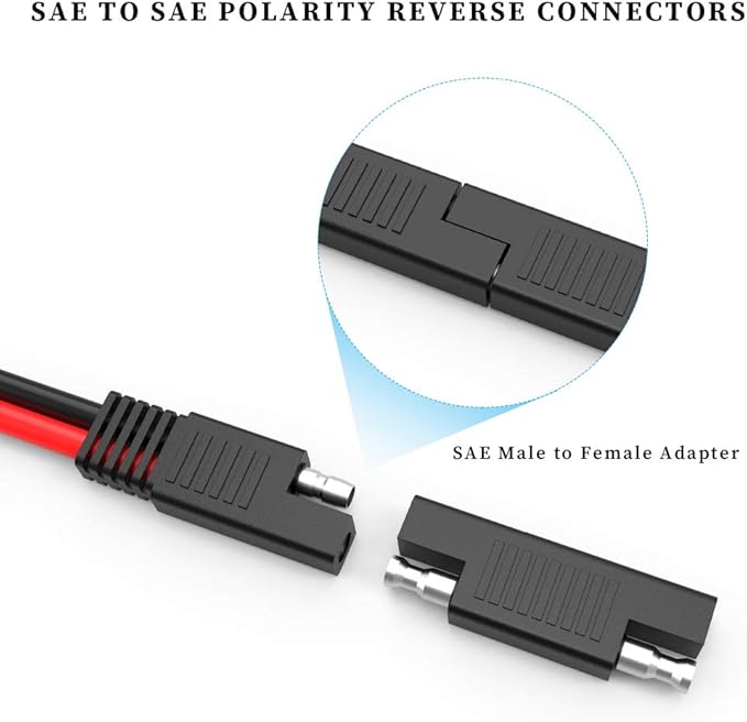 EXTRACTME 10AWG 2 Pin Power Industrial Circular Connector to SAE Adapter Cable, Furion Solar Plug to SAE Connector, Fit for Furrion, Solar Panel Suitcase, Forrest River RV Ports