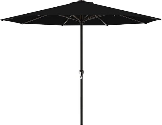 AreShark 12 FT Patio Umbrella for Outdoor, Outdoor Table Umbrella with Push Button Tilt and Crank, Outdoor Patio Umbrellas with 8 Sturdy Ribs, Patio Umbrellas for Market, Garden, Pool (Black)