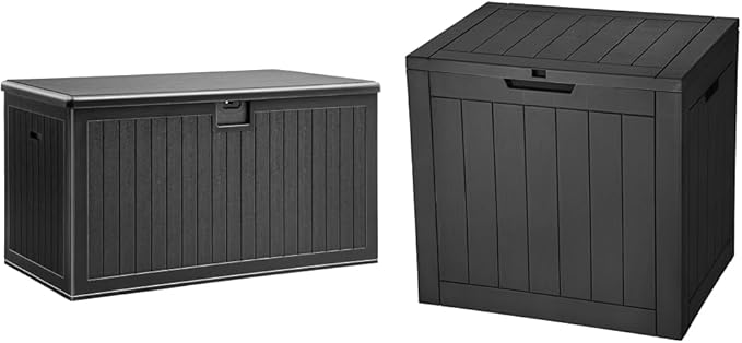YITAHOME XL 150 Gallon Deck Box and 30 Gallon Deck Box Outdoor Storage for Patio Furniture Cushions Garden Tools Pool Toys