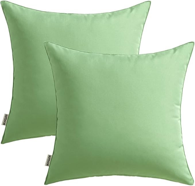 MIULEE Pack of 2 Decorative Outdoor Waterproof Pillow Covers Square Garden Cushion Sham Throw Pillowcase Summer Shell for Patio Tent Couch 16x16 Inch Sage