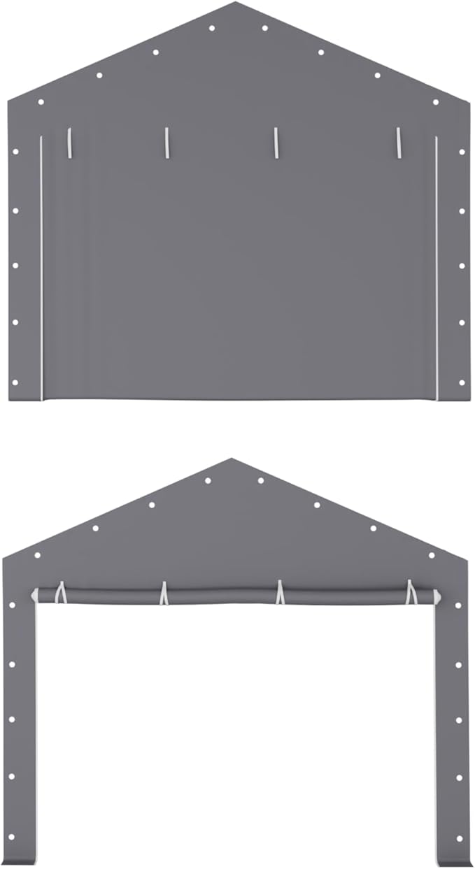 IDEALHOUSE 2-Pack Heavy-Duty 180G Zipper Doors Replacement for Carport - 13' x 20' to 13' x 25' Portable Garage Tent Shelter, Windproof & Waterproof UV-Protected Tarp (Doors Only) - Gray
