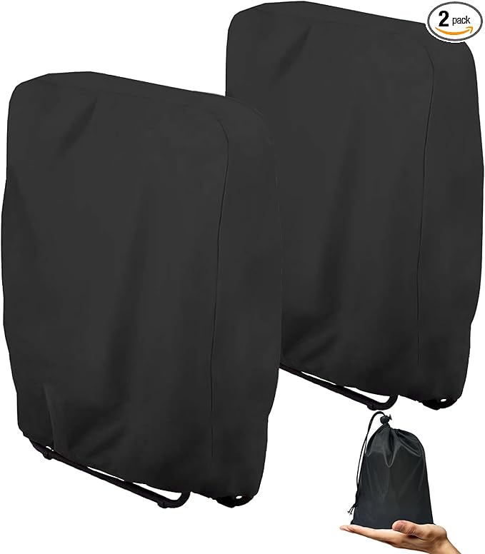 Zero Gravity Chair Covers 2 PCS, Outdoor Zero Gravity Folding Patio Chair Covers Waterproof Dustproof Gravity Chair Cover with Storage Bag(32.3" W x 7.9" D x 36.6" H) (Black)