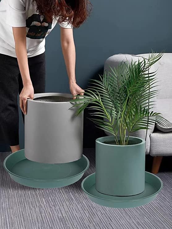 6 Pack of 12 inch Plant Saucer Bird Bath Bowl, Heavy Duty Plastic Plant Saucer 12 inch Round, Durable Plant Tray for Pots, Plant Saucers for Indoors, Plant Trays for Planter (12", Green)