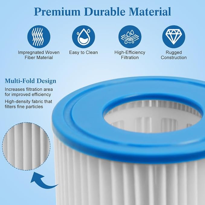 Type VI Inflatable Hot Tub Filters Cartridge and SPA Filters Replacements Compatible with Coleman Saluspa 90352E 58323 90427E, Lay-Z-Spa Hot Tub Filter Cartridge, 4 Pack