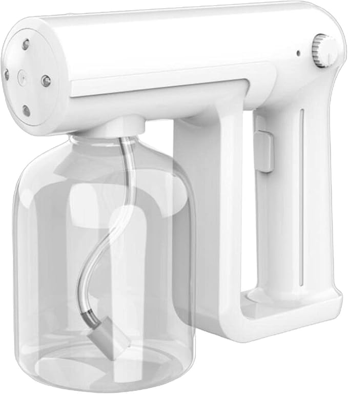 Portable Nano Spray Gun, 500ml Handheld Electric Sprayer | Blue Sanitizing Fogger | Steam Gun for Home, Office, Car | Fast Fine Mist, Large Capacity | Compact - White