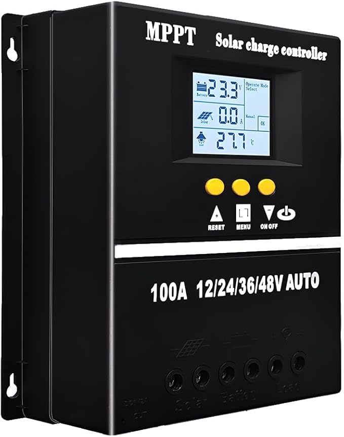 100A MPPT Solar Charge Controller 12V 24V 36V 48V LCD Display Battery Intelligent Regulator Max 100V Input Dual USB for Lead-Acid/Lithium
