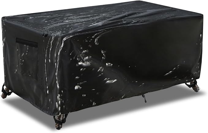 Outdoor Patio Coffee Table Cover, 600D Waterproof Heavy Duty Outdoor Table Cover, Patio Furniture Covers 48 x 28 x 16 inches Black